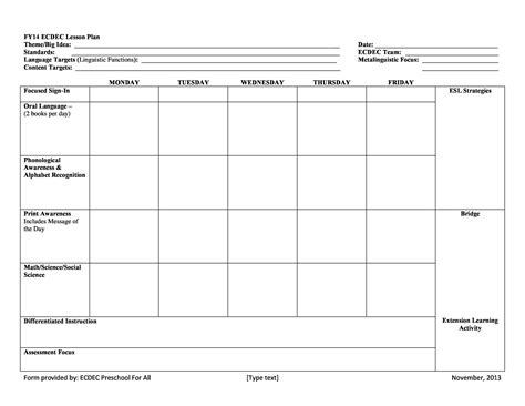 common core lesson plan template for upk Reader